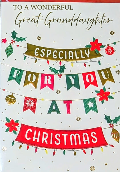 Great Granddaughter Christmas - Traditional Bunting Especially For You