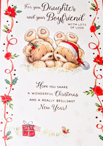 Daughter & Boyfriend Christmas - Cute Bears Lying Down