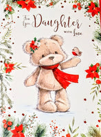 Daughter Christmas - Large Cute Bear With Robin