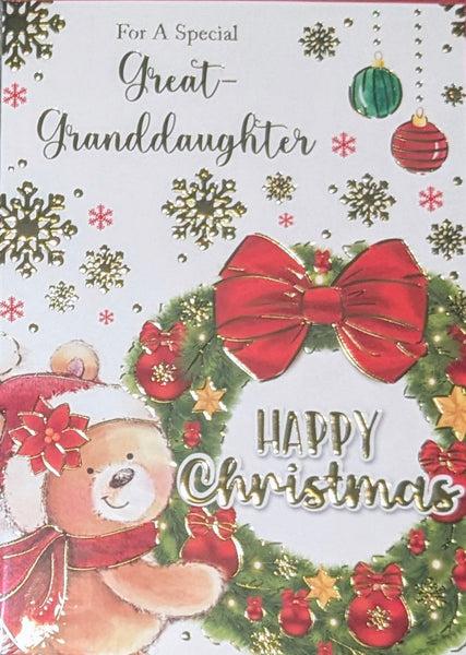 Great Granddaughter Christmas - Cute Wreath On Right
