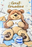 Great Grandson Birthday - Cute Bear With Envelopes
