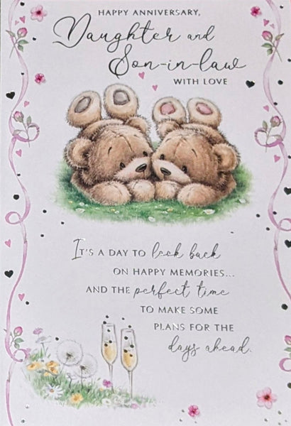 Daughter & Son In Law Anniversary - Cute Bears & Words