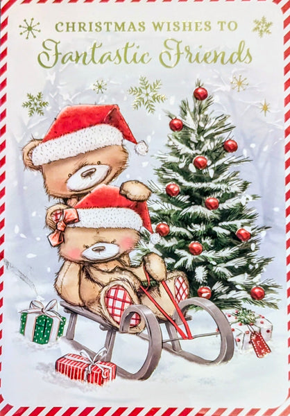 Friends Christmas - Cute Bears On Sledge