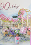 90 Female Birthday - Traditional Garden Scene