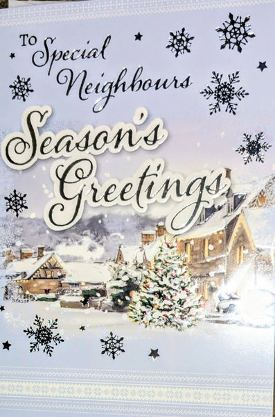 Neighbours Christmas - Traditional Snowy Scene Greetings