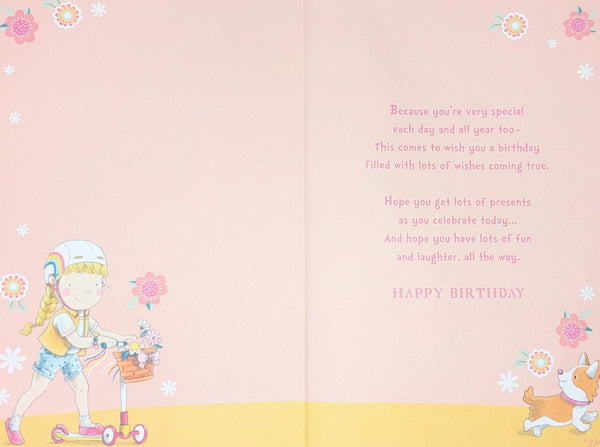 SISTER AGE 6 6TH BIRTHDAY CARD. PINK UNICORN. 9 X 6 INCHES. OE