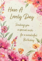 Open Female Birthday - Traditional Pink Flowers Lovely