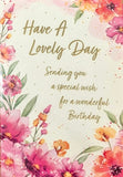 Open Female Birthday - Traditional Pink Flowers Lovely