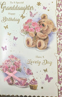 Granddaughter Birthday - Large Cute Flowers & Cupcake