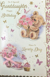 Granddaughter Birthday - Large Cute Flowers & Cupcake