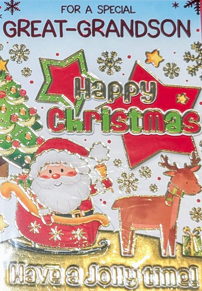 Great Grandson Christmas - Santa With Red Star