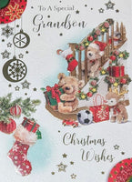 Grandson Christmas - Cute Bears On Stairs