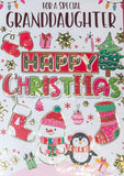 Granddaughter Christmas - Snowman & Penguin Happy