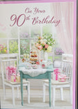 90 Female Birthday - Traditional Garden Scene