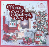 Box Of 10 Christmas Cards - Living Room & Tree
