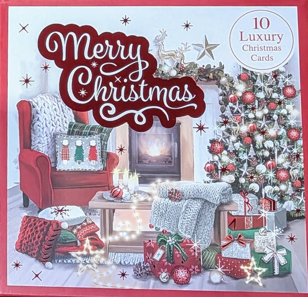 Box Of 10 Christmas Cards - Living Room & Tree