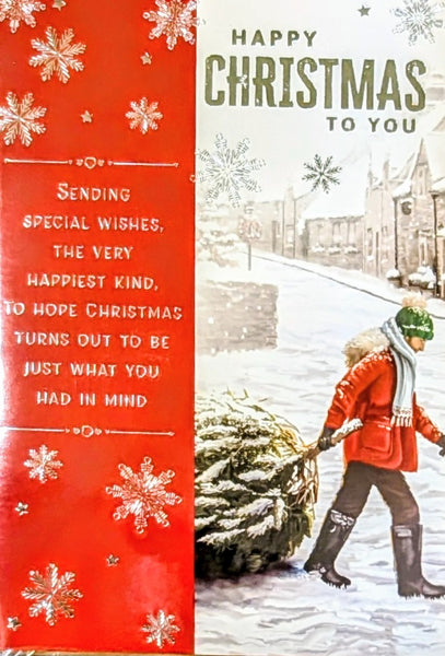 Open Christmas - Traditional Man Pulling Tree