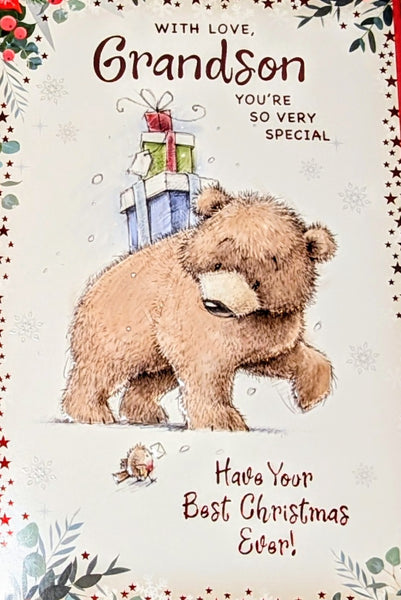 Grandson Christmas - Cute Bear & Gifts