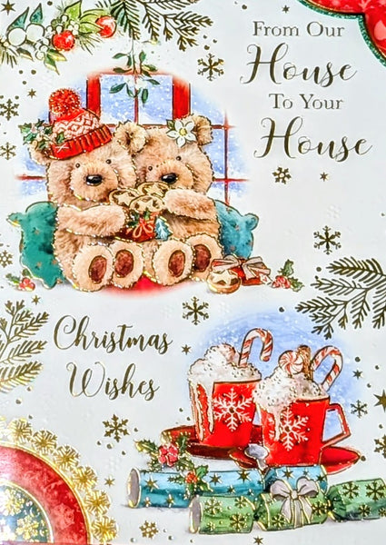 From Our house To Yours Christmas - Cute Bears With Hot Chocolate