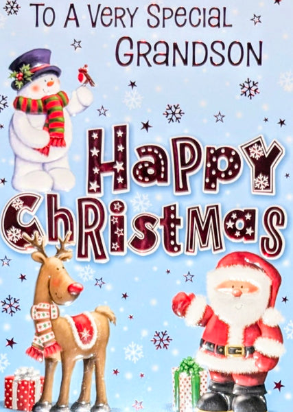Grandson Christmas - Santa & Friends Happy