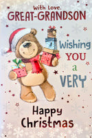 Great Grandson Christmas - Cute Bear With Gift Boxes