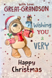 Great Grandson Christmas - Cute Bear With Gift Boxes