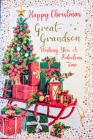 Great Grandson Christmas - Traditional Tree & Gifts