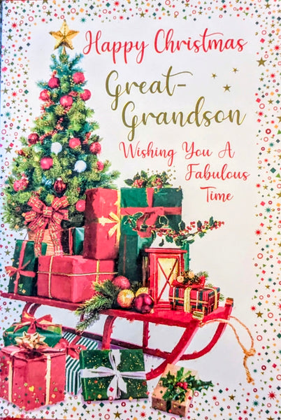 Great Grandson Christmas - Traditional Tree & Gifts