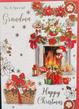 Grandma Christmas - Traditional Fireplace