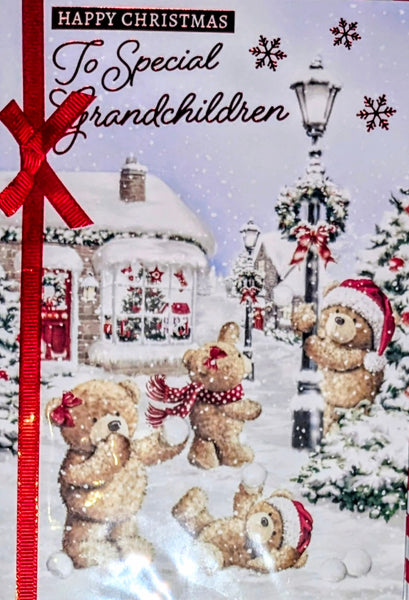 Grandchildren Christmas Cute Bears In Snow