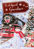 Grandson Christmas - Traditional Train & Snowman