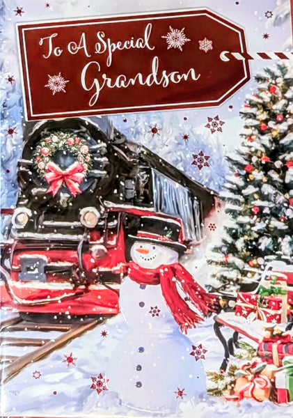 Grandson Christmas - Traditional Train & Snowman