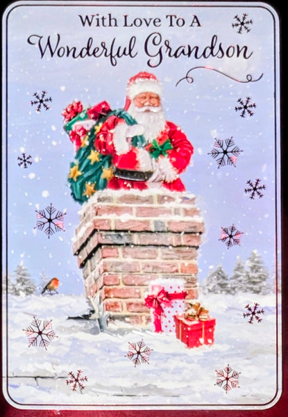 Grandson Christmas - Traditional Santa In Chimney