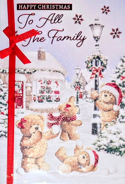 To All The Family Christmas - Cute Bears Playing In Snow