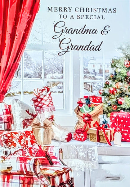 Grandma & Grandad Christmas - Traditional Window Merry