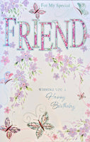 Friend Birthday - Butterfly & Flowers  Words