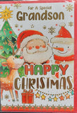 Grandson Christmas - Cute Santa and Deer