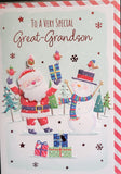 Great Grandson Christmas - Cute Santa and Snowman