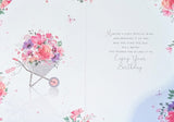 Open Female Birthday - Traditional Flowers In Wheelbarrow
