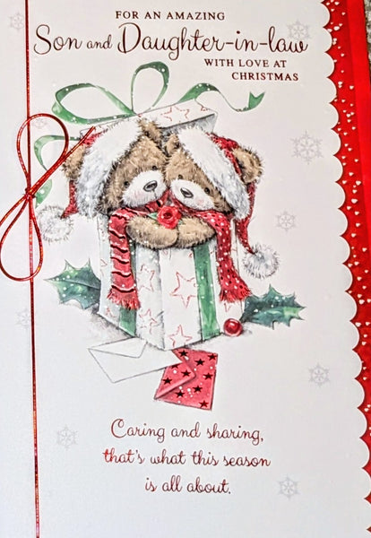 Son & Daughter In Law Christmas - Cute Bears In Gift Box