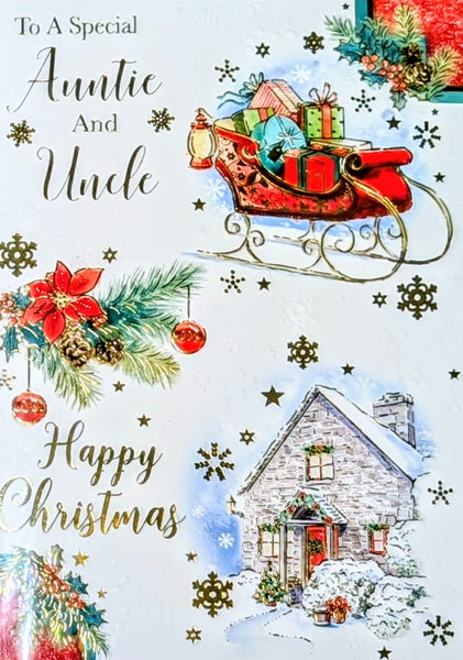 Auntie & Uncle Christmas - Traditional House & Sleigh