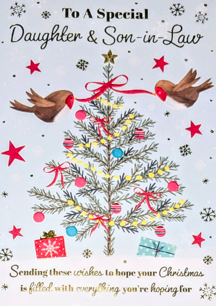 Daughter & Son In Law Christmas - Large Robins & Tree