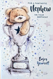 Nephew Birthday - Cute Bear In Trophy