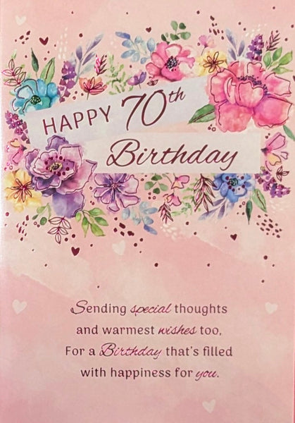 70 Birthday Female - Traditional Flowers Pink