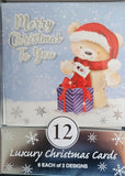 12 Pack Of Christmas Cards - bear