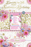 Open Female Birthday - September Birthday Keepsake