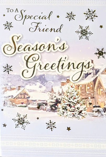 Friend Christmas - Traditional Snowy Scene Greetings