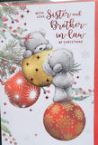 Sister & Brother In Law Christmas - Cute bears and Baubles