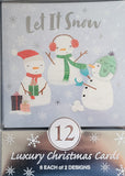 12 Pack Of Christmas Cards - snowmen
