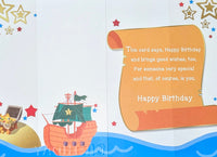5 Boy Birthday - Pirate Ship With Orange Flag